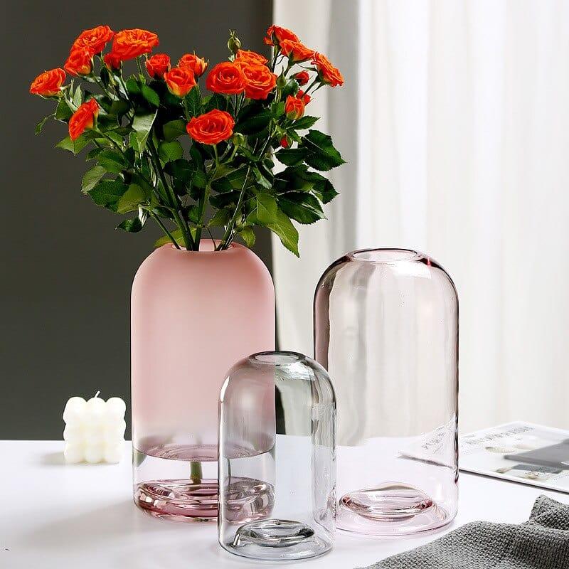 Shop 0 Classic Simple Pink Vase Creative INS Glass Flower Bottles Living Room Dining Table Home Decoration Transparent Crafts Vases Mademoiselle Home Decor