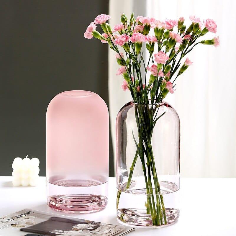 Shop 0 Classic Simple Pink Vase Creative INS Glass Flower Bottles Living Room Dining Table Home Decoration Transparent Crafts Vases Mademoiselle Home Decor