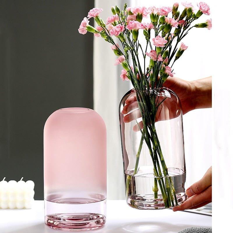 Shop 0 Classic Simple Pink Vase Creative INS Glass Flower Bottles Living Room Dining Table Home Decoration Transparent Crafts Vases Mademoiselle Home Decor