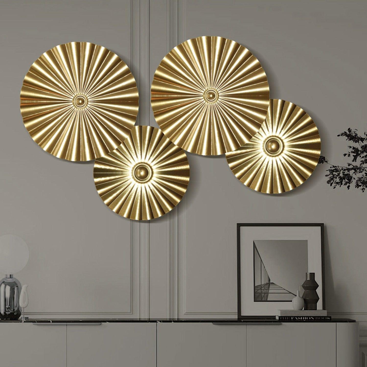 Shop 0 Light Luxury Round Golden Wall Decoration Hanging Metal Irregular Disc Wrought Iron Retro Style Trend Home Decor Wall Pendants Mademoiselle Home Decor