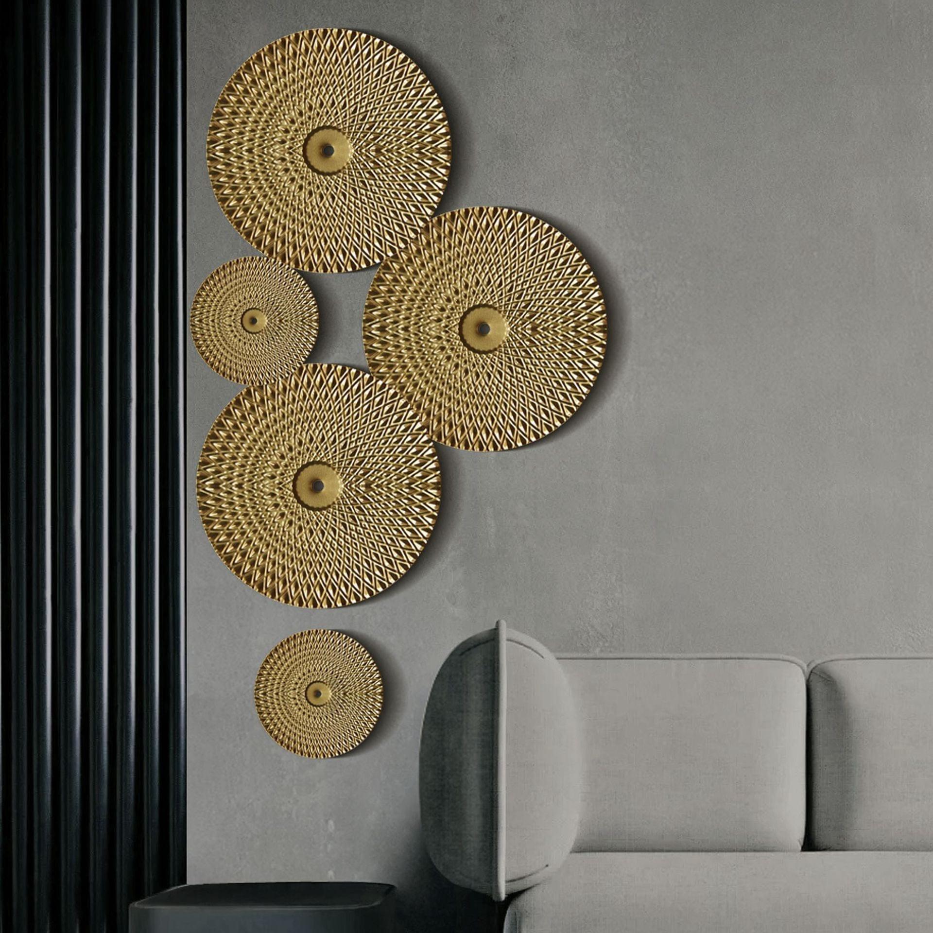 Shop 0 Light Luxury Round Golden Wall Decoration Hanging Metal Irregular Disc Wrought Iron Retro Style Trend Home Decor Wall Pendants Mademoiselle Home Decor