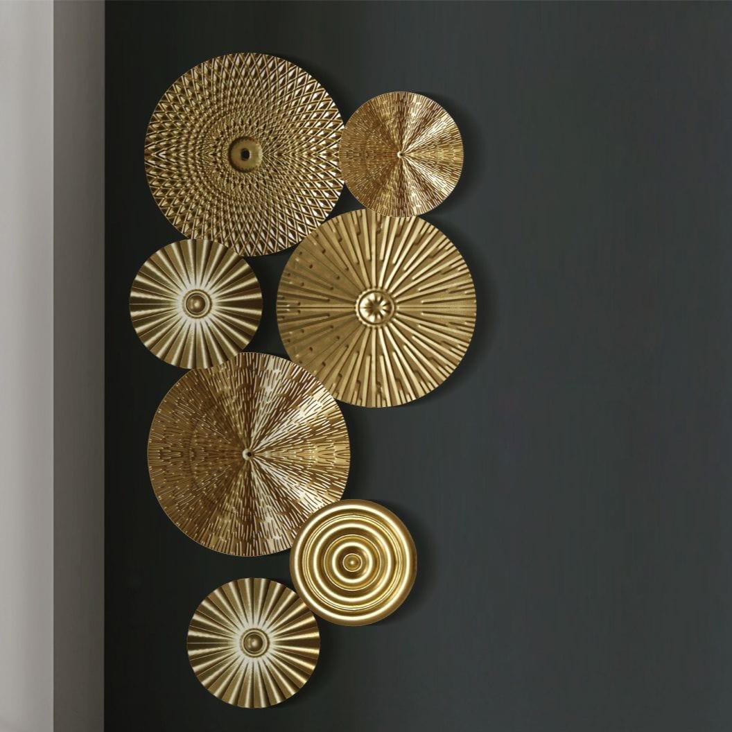 Shop 0 Light Luxury Round Golden Wall Decoration Hanging Metal Irregular Disc Wrought Iron Retro Style Trend Home Decor Wall Pendants Mademoiselle Home Decor