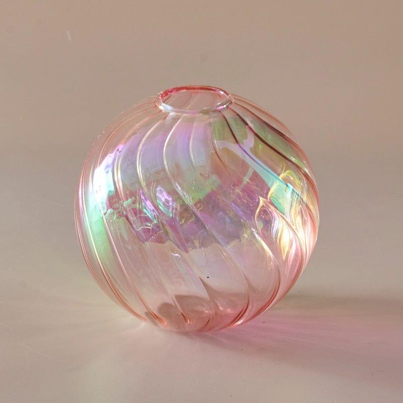 Shop 0 D12cm Pink Iridescent Ball Vases Decoration Home Living Room Flower Pot for Interior Glass Vase Tabletop Plants Home Decor Home Vase Mademoiselle Home Decor