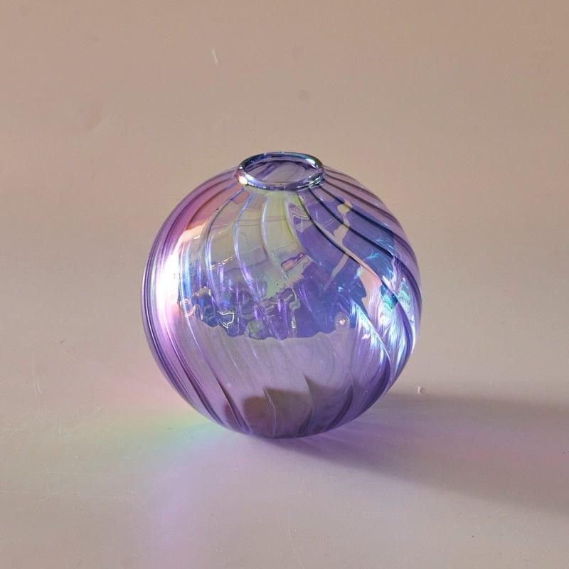 Shop 0 D10cm Lilac Iridescent Ball Vases Decoration Home Living Room Flower Pot for Interior Glass Vase Tabletop Plants Home Decor Home Vase Mademoiselle Home Decor