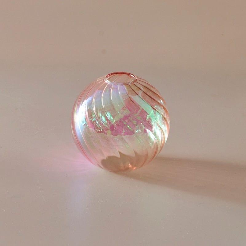 Shop 0 D8cm Pink Iridescent Ball Vases Decoration Home Living Room Flower Pot for Interior Glass Vase Tabletop Plants Home Decor Home Vase Mademoiselle Home Decor