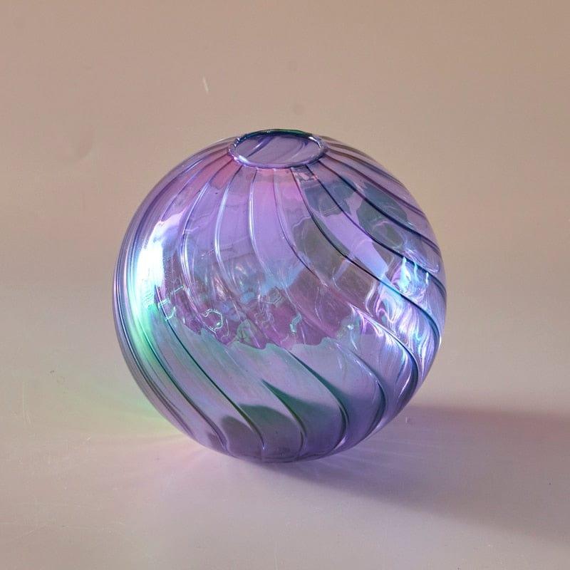 Shop 0 D12cm Lilac Iridescent Ball Vases Decoration Home Living Room Flower Pot for Interior Glass Vase Tabletop Plants Home Decor Home Vase Mademoiselle Home Decor