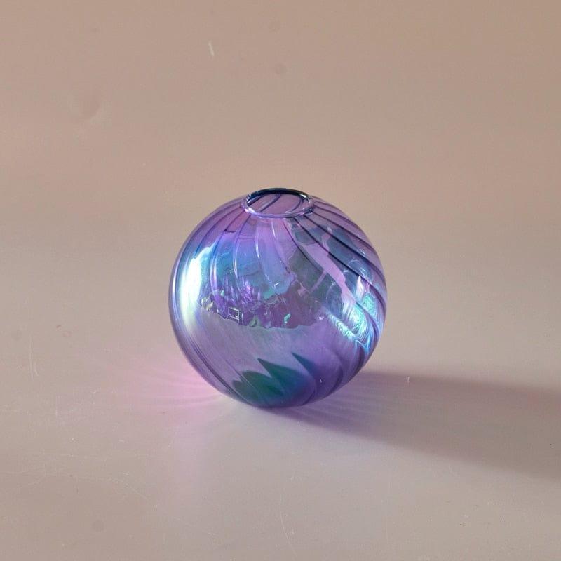 Shop 0 D8cm Lilac Iridescent Ball Vases Decoration Home Living Room Flower Pot for Interior Glass Vase Tabletop Plants Home Decor Home Vase Mademoiselle Home Decor