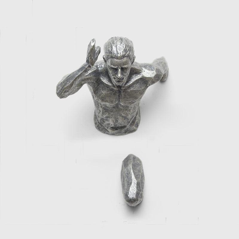 Shop 0 silver-right Creative Industrial Style Running Sculpture Resin Living Room Background Wall Decoration Hanging Run Figure Statue Sports Man Mademoiselle Home Decor