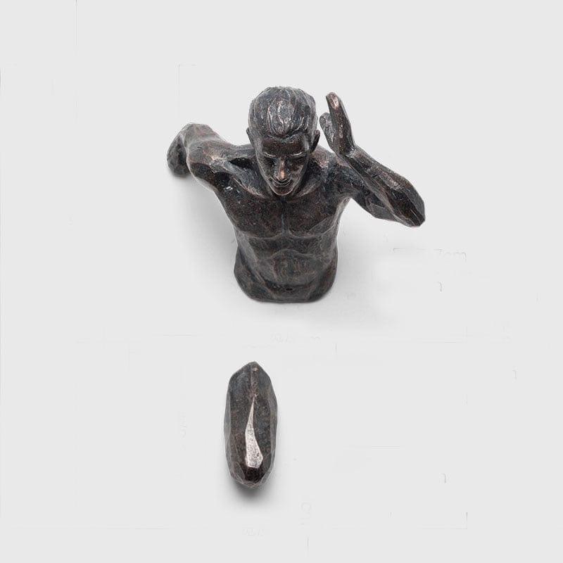 Shop 0 dark bronze-left Creative Industrial Style Running Sculpture Resin Living Room Background Wall Decoration Hanging Run Figure Statue Sports Man Mademoiselle Home Decor