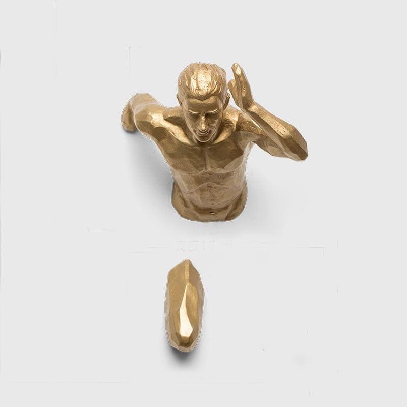 Shop 0 gold-left Creative Industrial Style Running Sculpture Resin Living Room Background Wall Decoration Hanging Run Figure Statue Sports Man Mademoiselle Home Decor