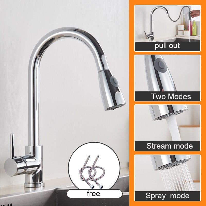 Shop 0 chrome A / China Free Shipping  Black Pull Out Kitchen Sink Faucet Deck Mounted Stream Sprayer Kitchen Mixer Tap Bathroom Kitchen Hot Cold Tap Mademoiselle Home Decor
