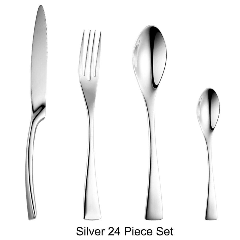Shop 100003310 Silver 24 Piece Set Marlborough Cutlery Set Mademoiselle Home Decor