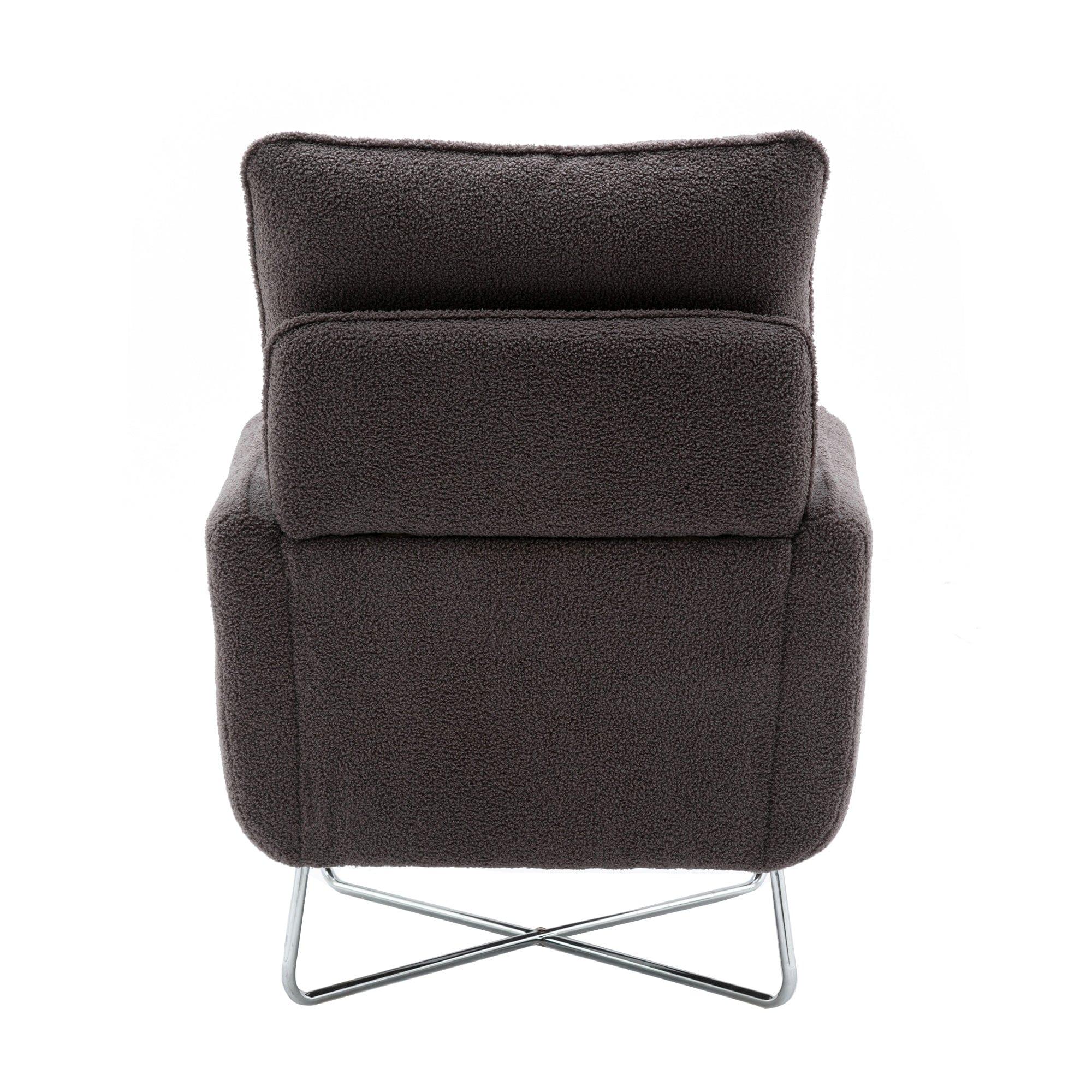 Shop Orisfur. Modern Comfy Leisure Accent Chair, Teddy Short  Plush Particle Velvet Armchair with Lumbar Pillow for Living Room Mademoiselle Home Decor