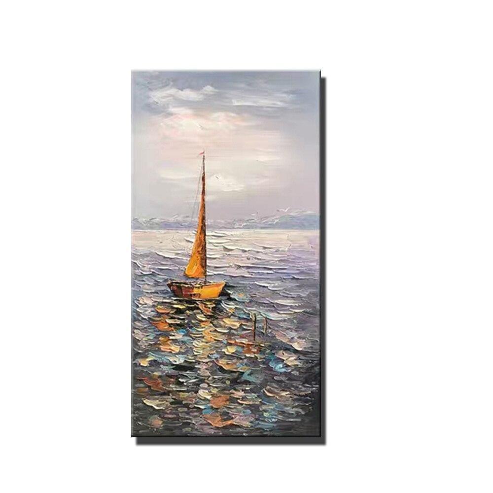 Shop 0 40cmx80cm / A Seaview Sailboat Handmade Oil Paintings On Canvas Large Size Mural Home Office Wall Art Decoration Hand Painted Abstract Picture Mademoiselle Home Decor