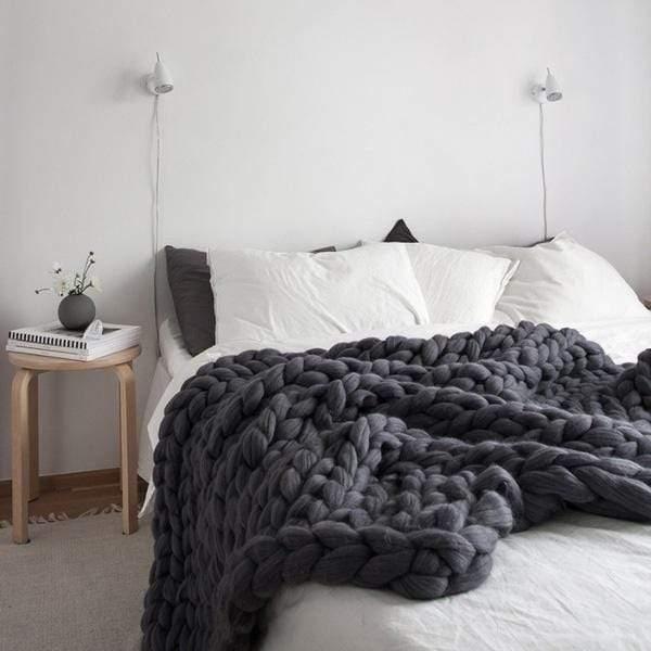 Shop Charcoal / S Marnie Knitted Throw Mademoiselle Home Decor
