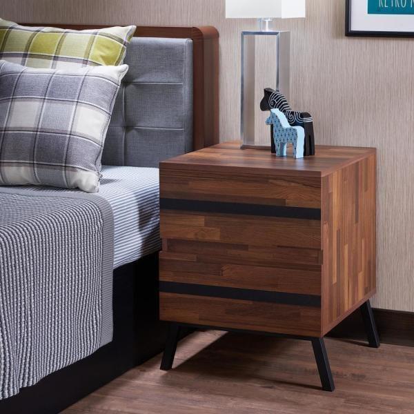 Shop ACME Karine End Table in Walnut & Black 80622 Mademoiselle Home Decor