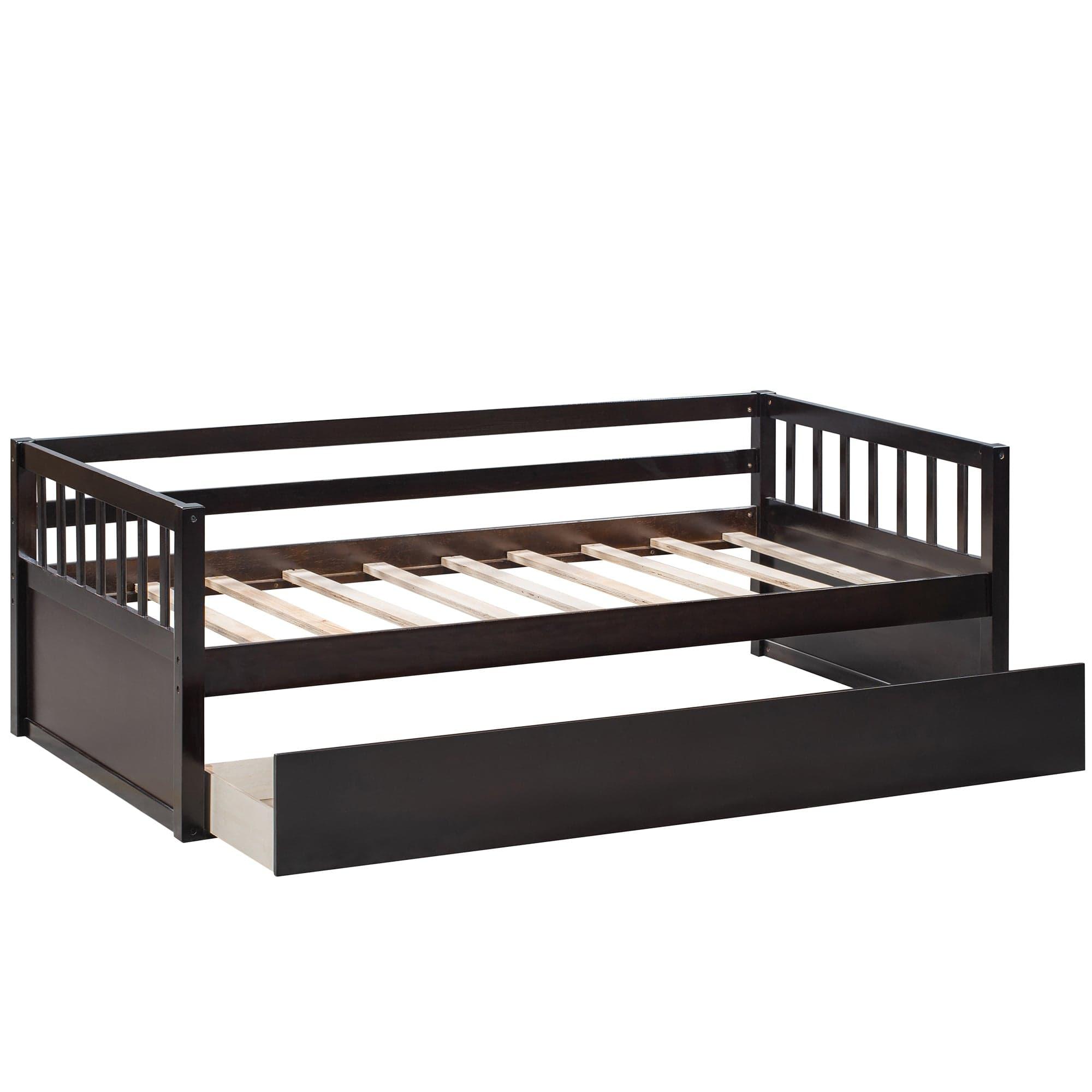 Shop Twin Size Daybed with Inseparable 2 Drawers , Espresso (New) Mademoiselle Home Decor