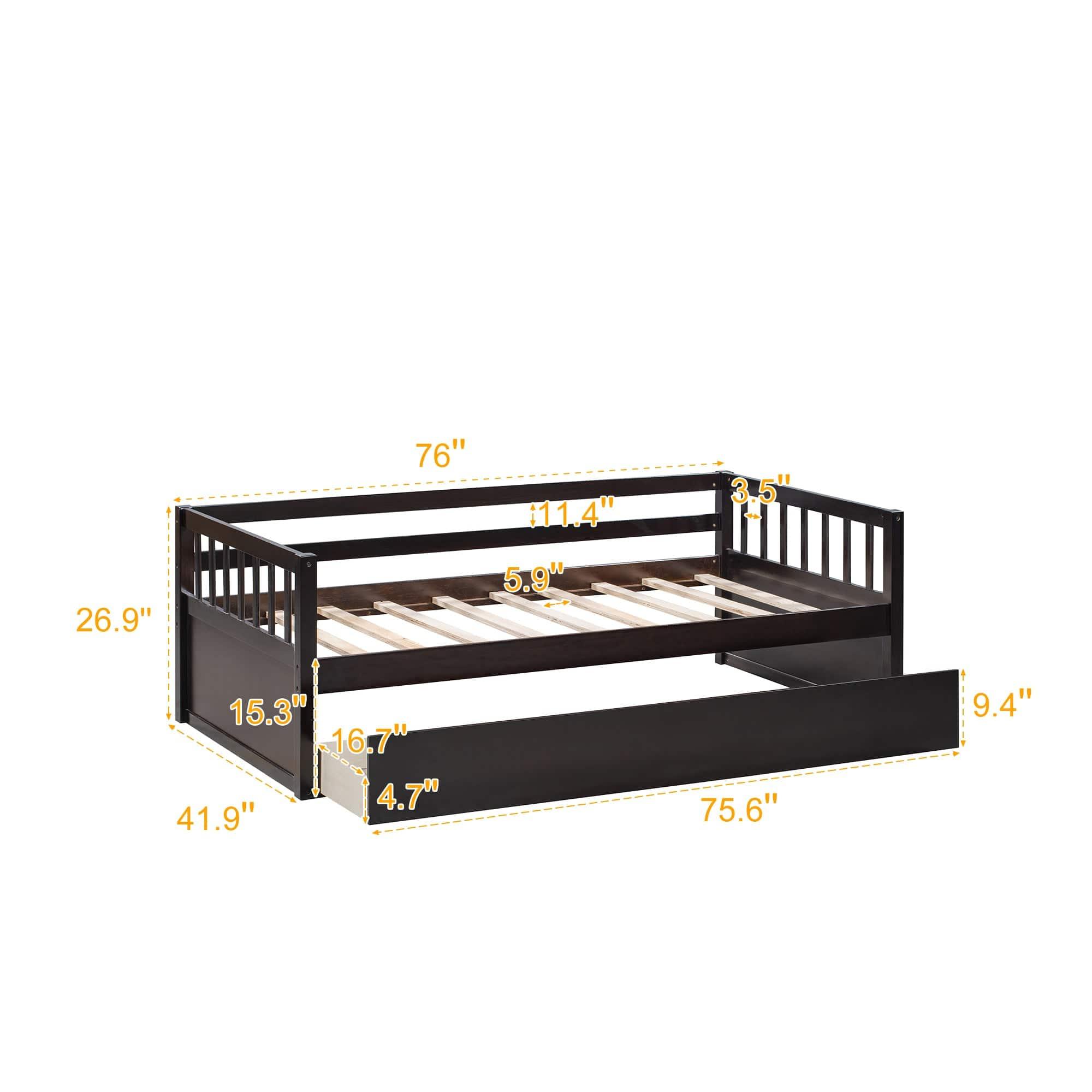 Shop Twin Size Daybed with Inseparable 2 Drawers , Espresso (New) Mademoiselle Home Decor