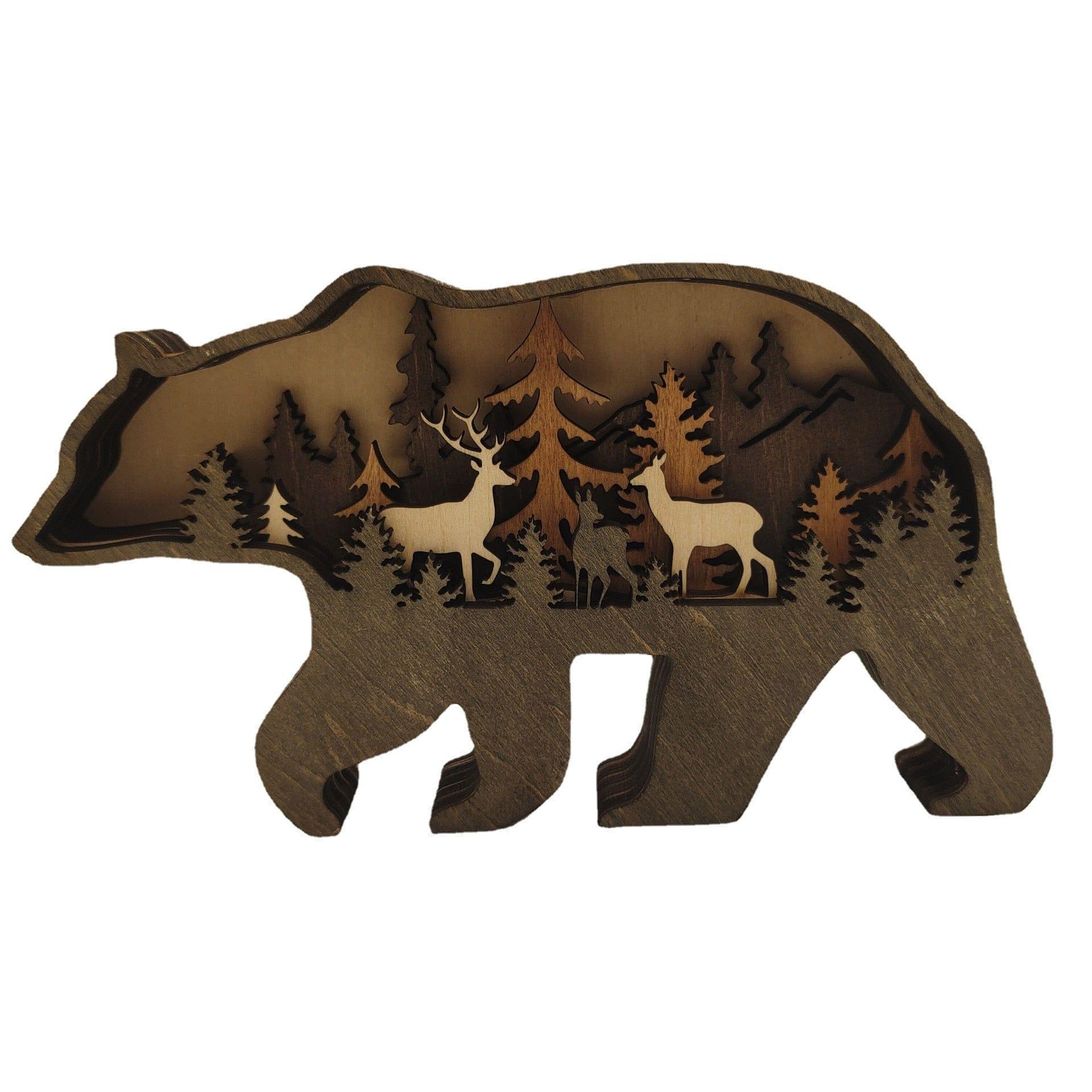 Shop 0 2021 Animal Bears Craft Figurine Desktop Table Ornament Carving Deer Model Creative Home Office Decoration Sculpture Mademoiselle Home Decor
