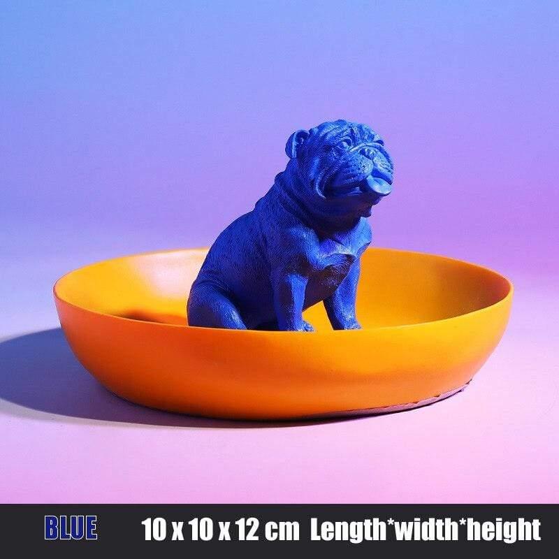 Shop 0 BLUE Creative Multi Use Color Bulldog Statue With Storage Tray Resin Dog Figurine Home Office Bar Store Decoration Ornament Crafts Mademoiselle Home Decor
