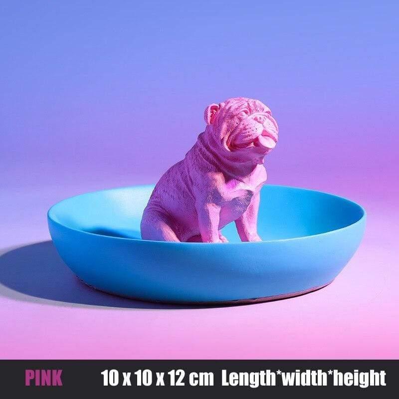 Shop 0 PINK Creative Multi Use Color Bulldog Statue With Storage Tray Resin Dog Figurine Home Office Bar Store Decoration Ornament Crafts Mademoiselle Home Decor