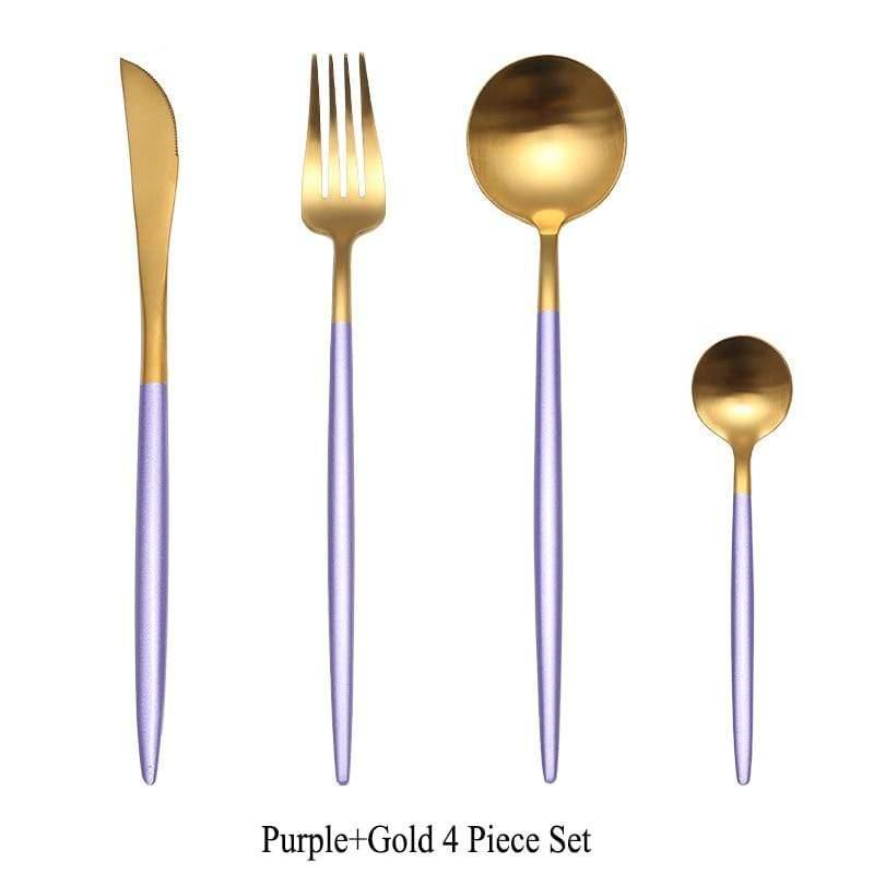 Shop 100003310 Purple Gold Masette Cutlery Stet Mademoiselle Home Decor
