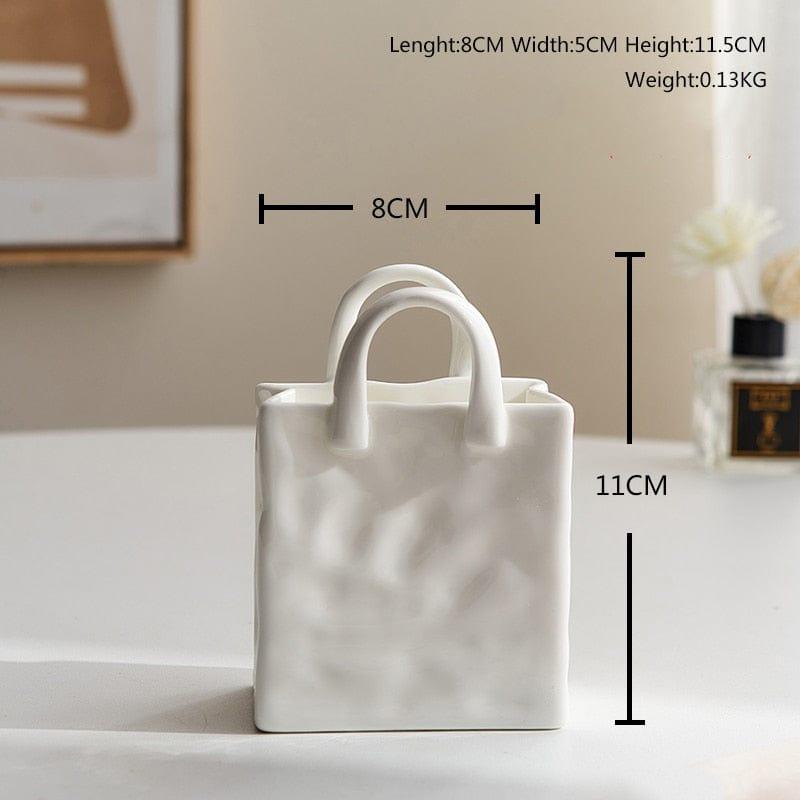 Shop 0 Simple White Ceramic Handbag Vase Room Decor Home Decor Home Living Room Decoration Cachepot for Flowers Vase for Decoration Mademoiselle Home Decor