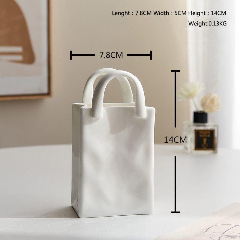 Shop 0 Simple White Ceramic Handbag Vase Room Decor Home Decor Home Living Room Decoration Cachepot for Flowers Vase for Decoration Mademoiselle Home Decor