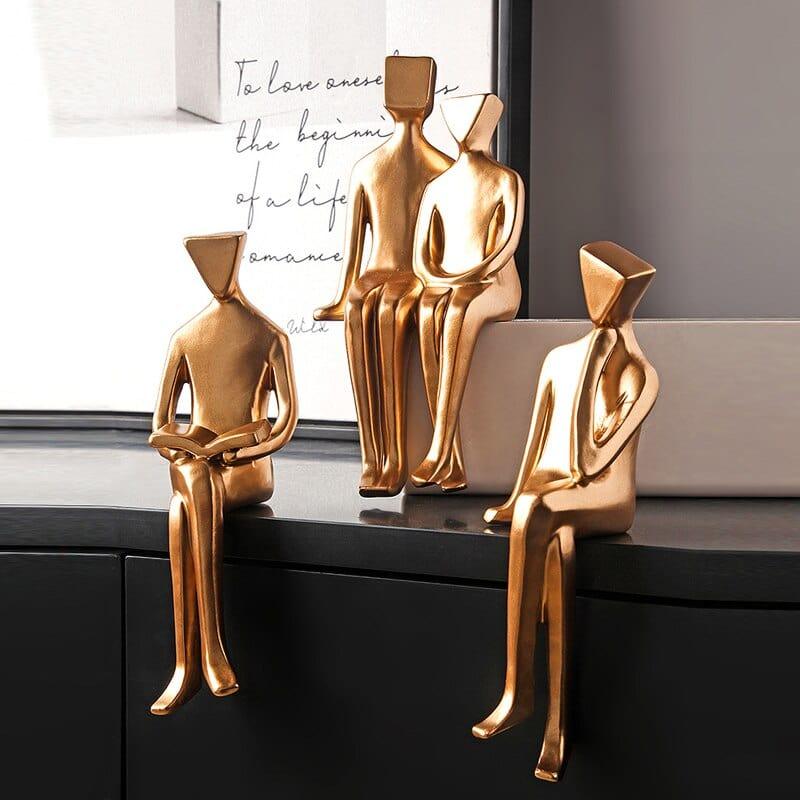 Shop 0 Nordic Small Golden Figure Resin Statue Decoration Interior Figurine Home Living Room Decor Desk Accessories TV Cabinet Decor Mademoiselle Home Decor