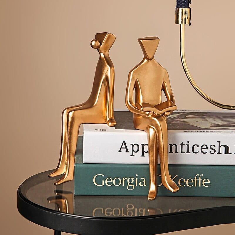 Shop 0 Nordic Small Golden Figure Resin Statue Decoration Interior Figurine Home Living Room Decor Desk Accessories TV Cabinet Decor Mademoiselle Home Decor