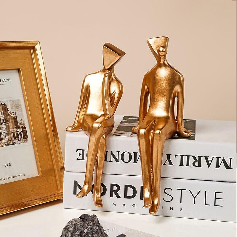 Shop 0 Nordic Small Golden Figure Resin Statue Decoration Interior Figurine Home Living Room Decor Desk Accessories TV Cabinet Decor Mademoiselle Home Decor