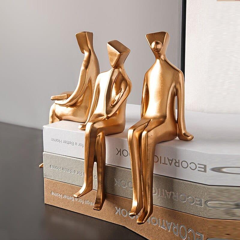 Shop 0 Nordic Small Golden Figure Resin Statue Decoration Interior Figurine Home Living Room Decor Desk Accessories TV Cabinet Decor Mademoiselle Home Decor