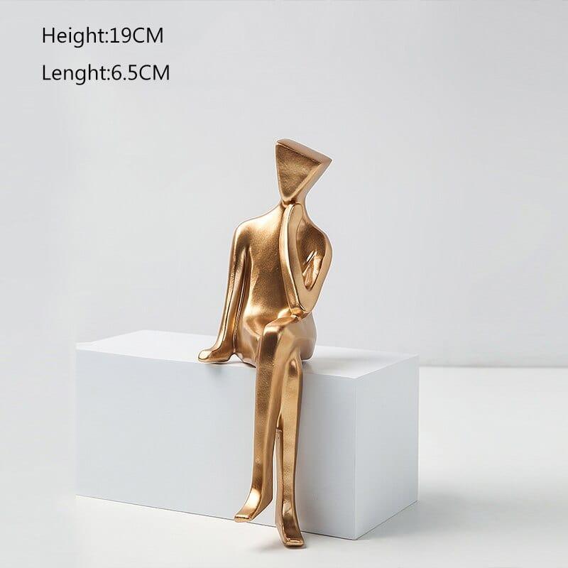 Shop 0 A Height-19cm Nordic Small Golden Figure Resin Statue Decoration Interior Figurine Home Living Room Decor Desk Accessories TV Cabinet Decor Mademoiselle Home Decor