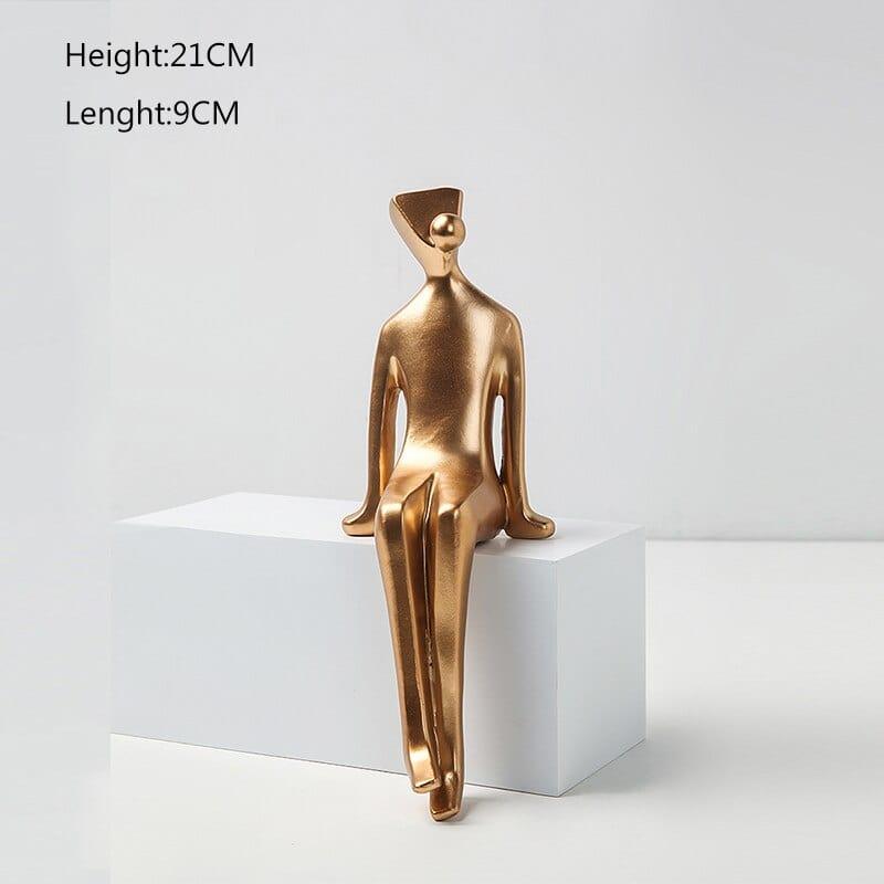 Shop 0 C Height-21cm Nordic Small Golden Figure Resin Statue Decoration Interior Figurine Home Living Room Decor Desk Accessories TV Cabinet Decor Mademoiselle Home Decor