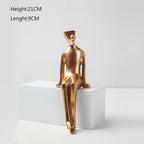 Shop 0 C Height-21cm Nordic Small Golden Figure Resin Statue Decoration Interior Figurine Home Living Room Decor Desk Accessories TV Cabinet Decor Mademoiselle Home Decor