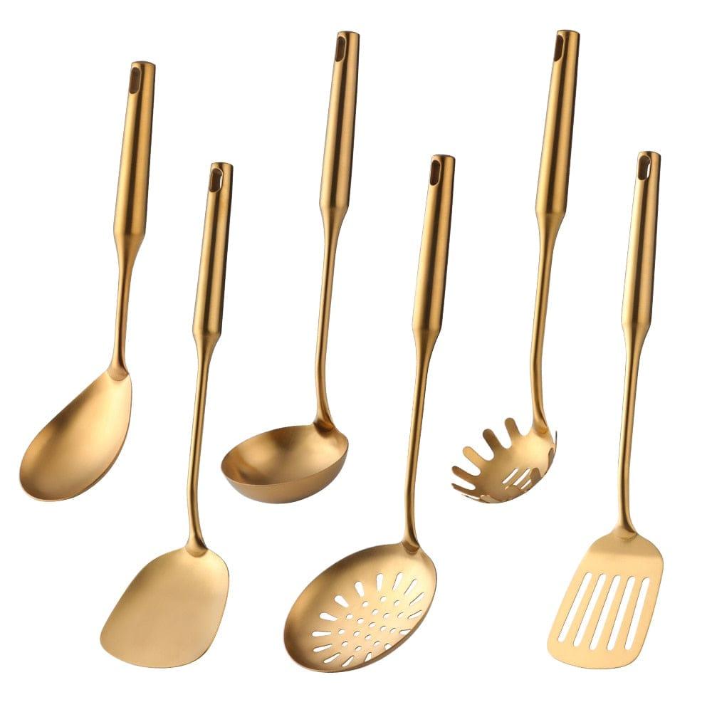 Shop 0 6pcs 1-10PCS Stainless Steel CookwarLong Handle Set Gold Cooking Utensils Scoop Spoon Turner Ladle Cooking Tools Kitchen Utensils Set Mademoiselle Home Decor