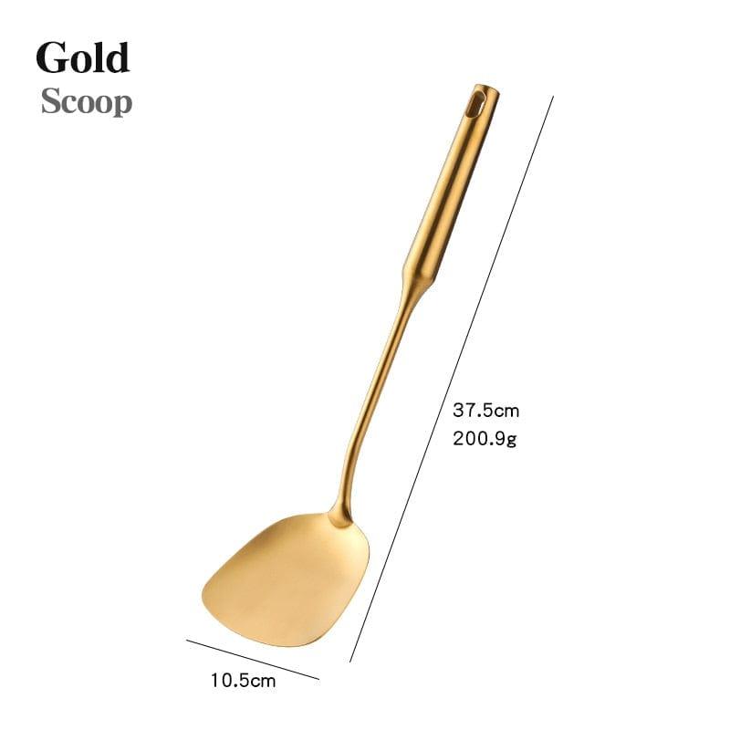 Shop 0 1pcs 1-10PCS Stainless Steel CookwarLong Handle Set Gold Cooking Utensils Scoop Spoon Turner Ladle Cooking Tools Kitchen Utensils Set Mademoiselle Home Decor