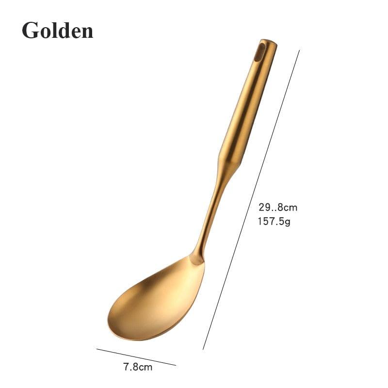 Shop 0 1pcs 10 1-10PCS Stainless Steel CookwarLong Handle Set Gold Cooking Utensils Scoop Spoon Turner Ladle Cooking Tools Kitchen Utensils Set Mademoiselle Home Decor