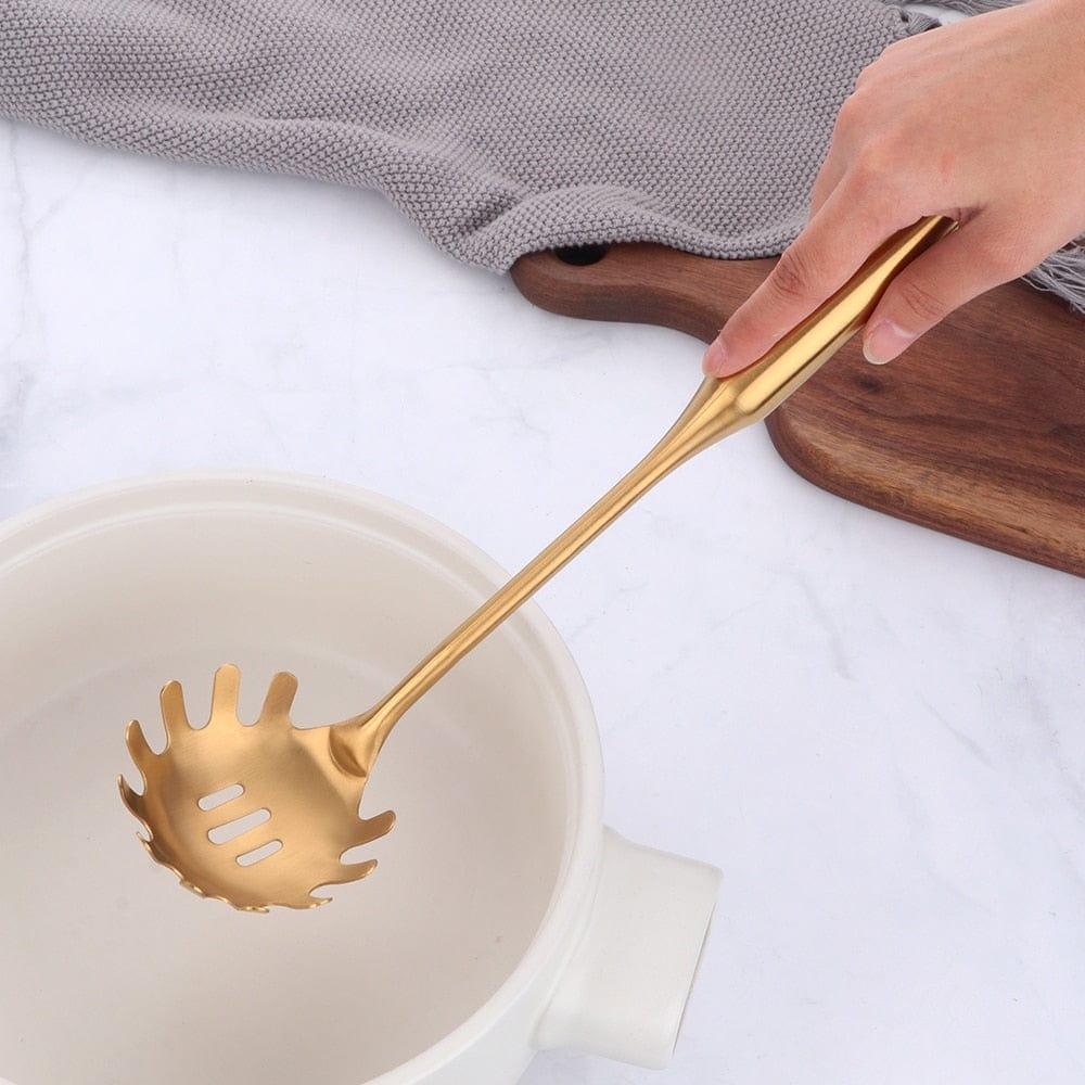 Shop 0 1-10PCS Stainless Steel CookwarLong Handle Set Gold Cooking Utensils Scoop Spoon Turner Ladle Cooking Tools Kitchen Utensils Set Mademoiselle Home Decor
