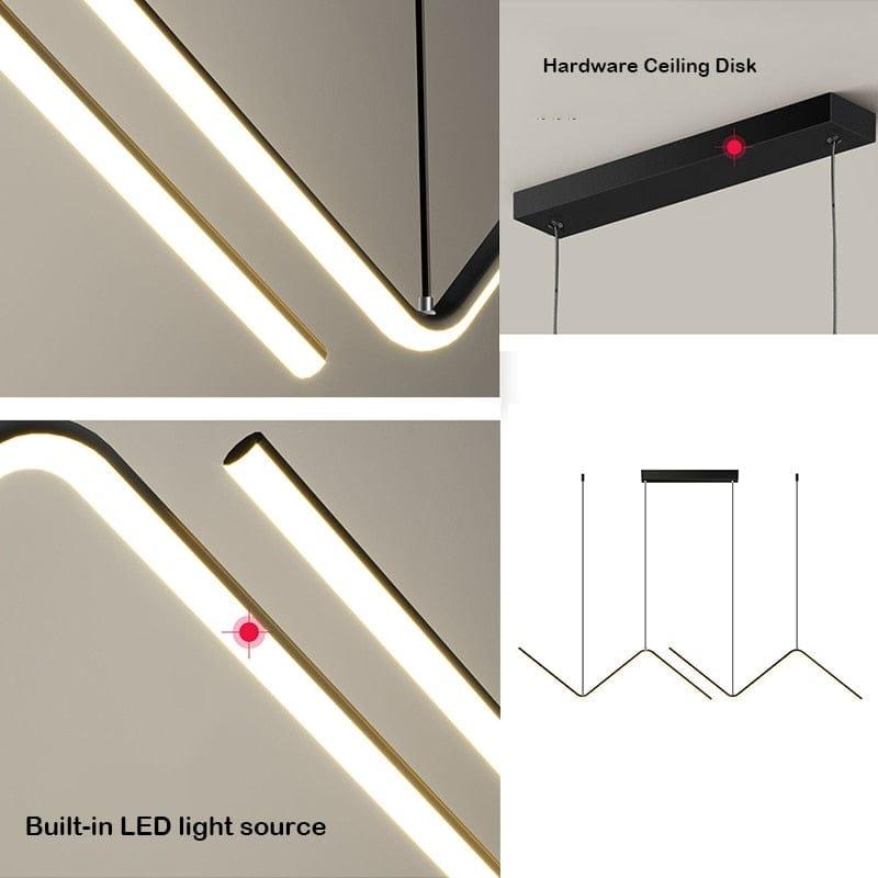 Shop 0 Nordic Pendant Light Art Line Led Haning Lamp Geometric Chandelier Indoor Lights For Restaurant Bar Front Desk Office Decoration Mademoiselle Home Decor