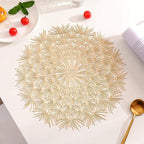 Shop 0 Golden / Diameter 38cm / 4 pieces Hollow placemat Restaurant PVC decoration Meal Mat Romantic Anti-hot Dining Table Line Mat Steak Plate Pad 6PCS 4PCS Mademoiselle Home Decor