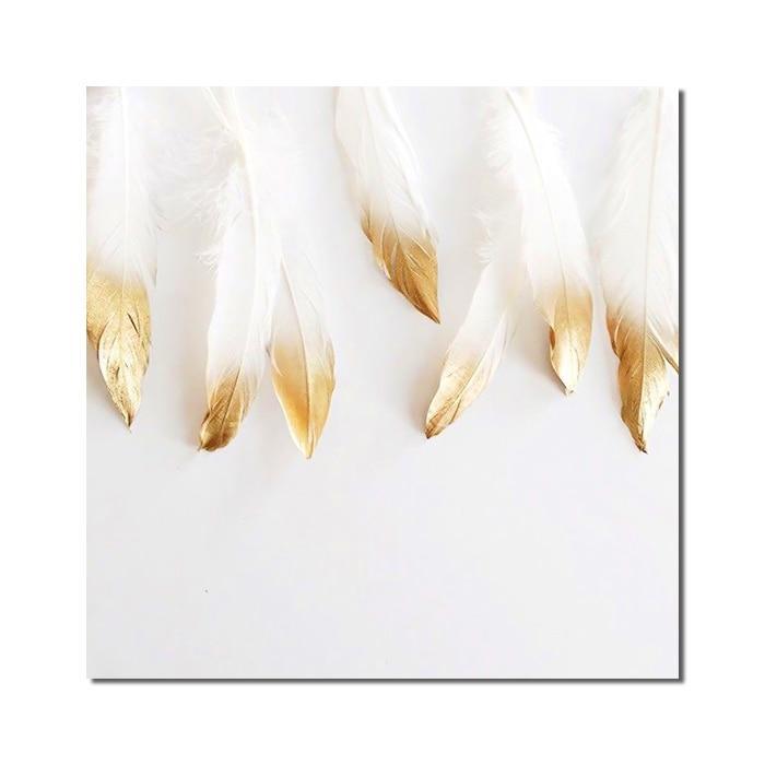 Shop 0 20x20cm No Frame / A Golden Feather Leaf Abstract Wall Art Canvas Painting Nordic Poster Print Marble Coin Home Decor Modern Living Room Pictures Mademoiselle Home Decor