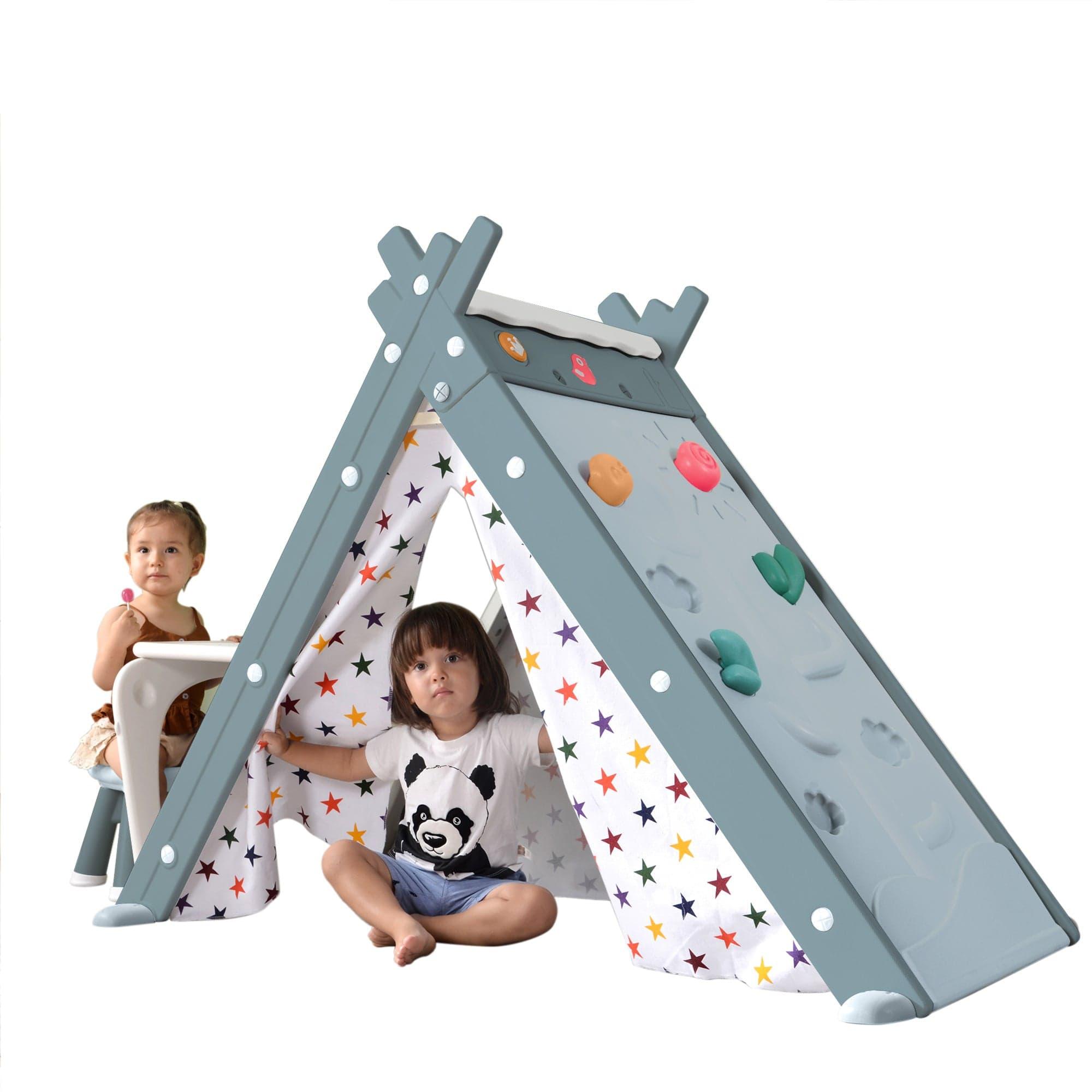 Shop Kids Play Tent - 4 in 1 Teepee Tent with Stool and Climber, Foldable Playhouse Tent for Boys & Girls Mademoiselle Home Decor