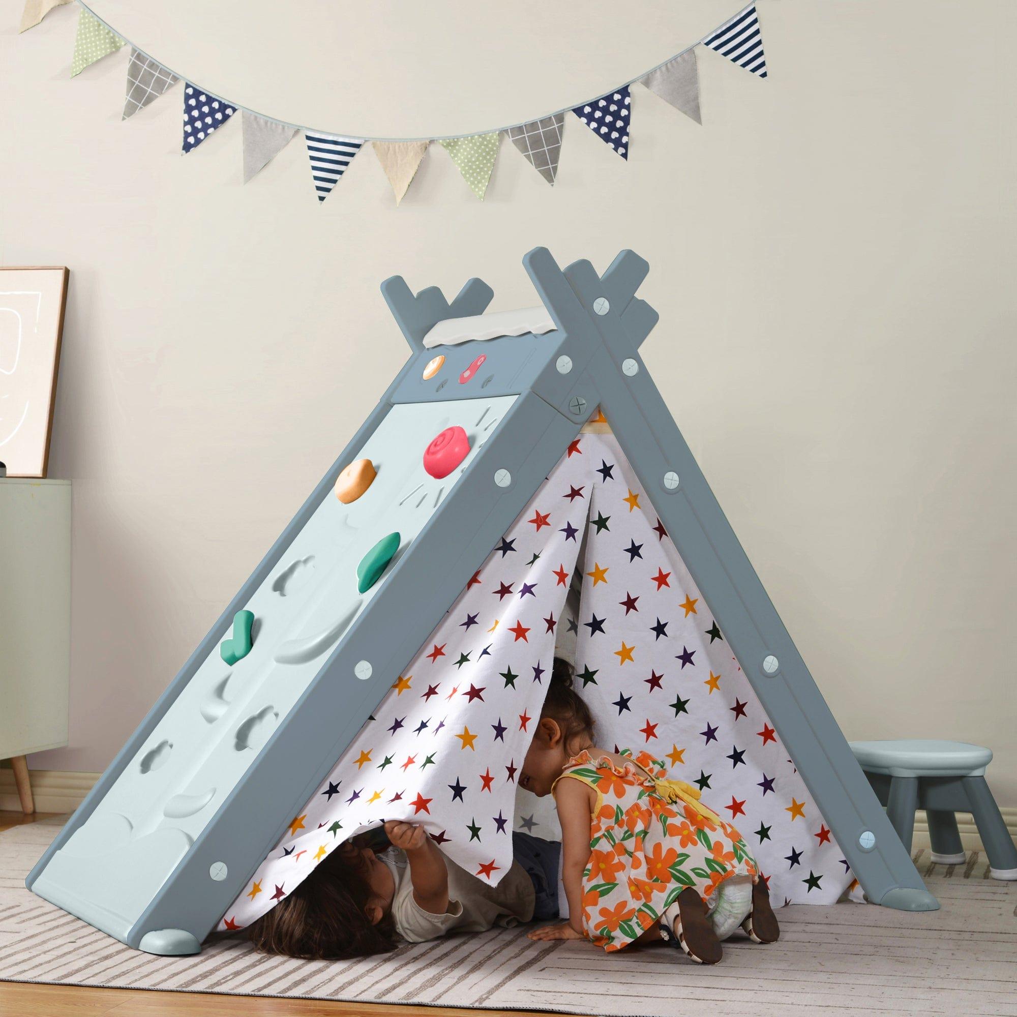 Shop Kids Play Tent - 4 in 1 Teepee Tent with Stool and Climber, Foldable Playhouse Tent for Boys & Girls Mademoiselle Home Decor
