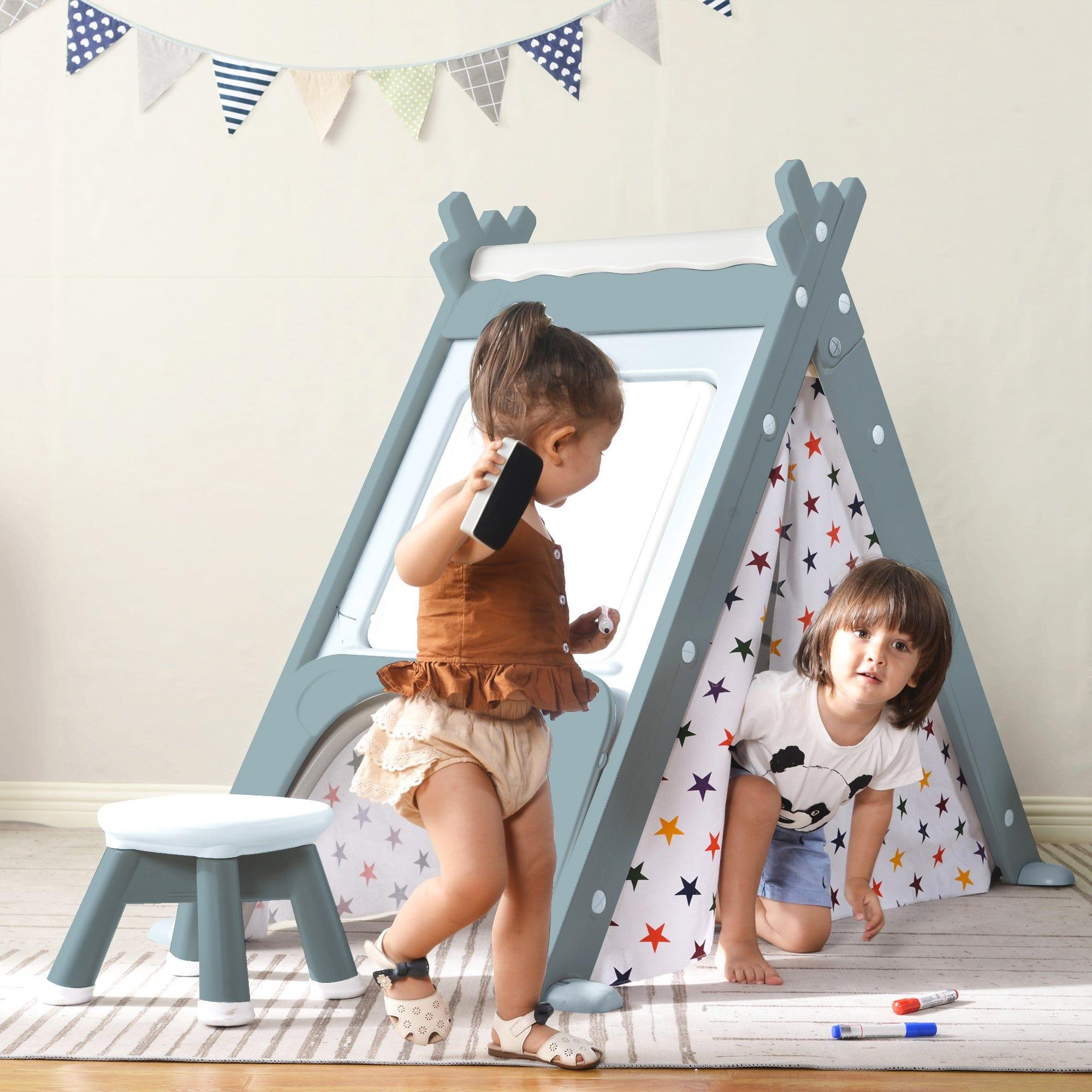 Shop Kids Play Tent - 4 in 1 Teepee Tent with Stool and Climber, Foldable Playhouse Tent for Boys & Girls Mademoiselle Home Decor