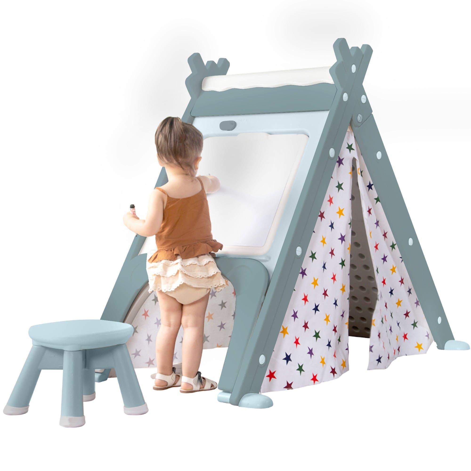 Shop Kids Play Tent - 4 in 1 Teepee Tent with Stool and Climber, Foldable Playhouse Tent for Boys & Girls Mademoiselle Home Decor