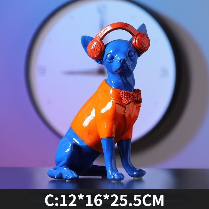 Shop 0 C Cute Chihuahua Sculpture Animal Small Ornaments Living Room Porch TV Cabinet Decoration Animal Dog Earphone Crafts Desk Decor Mademoiselle Home Decor