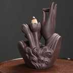 Shop 0 Ceramic Handicraft Buddha Hand Backflow Incense Burner Incense Stick Holder Lotus Censer Office Tea House Decorate Mademoiselle Home Decor