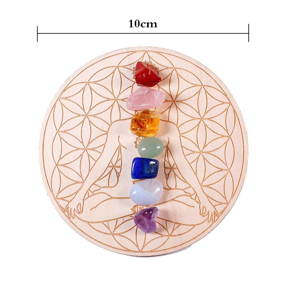 Shop 0 7pcs/set Natural Crystal Mixed  seven Chakra Healing Stone + Seven Star Array Wood Plate Gravel Chips Chakra Home decor Gift Mademoiselle Home Decor