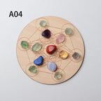 Shop 0 A04 7pcs/set Natural Crystal Mixed  seven Chakra Healing Stone + Seven Star Array Wood Plate Gravel Chips Chakra Home decor Gift Mademoiselle Home Decor